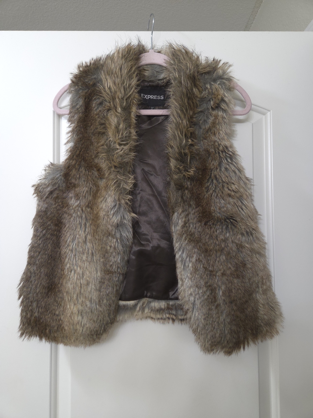 Express Faux Fur Vest in Brown Multi-Tone